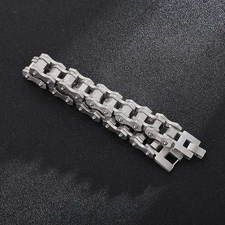 Kalen 13mm Biker Stainless Steel Brushed Bicycle Chain Bracelet for Men - kalen