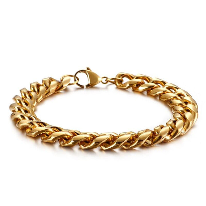 KALEN 13mm Cuban Chain For Men Women 16-25cm Stainless Steel Fashion Link Chain Wristband Jewellry.