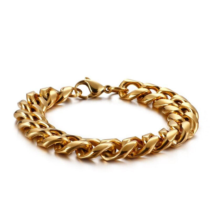 KALEN 13mm Cuban Chain For Men Women 16-25cm Stainless Steel Fashion Link Chain Wristband Jewellry.