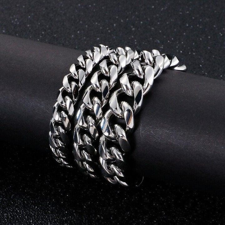 KALEN 13mm Cuban Chain For Men Women 16-25cm Stainless Steel Fashion Link Chain Wristband Jewellry.