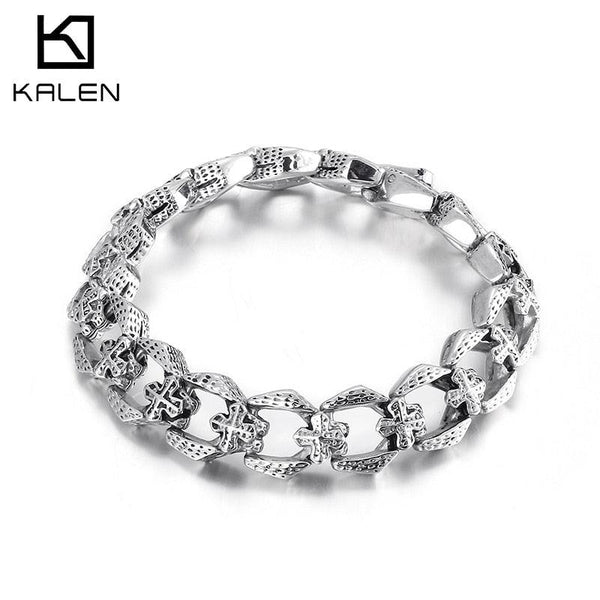 Kalen 13mm Men's 316L Stainless Steel Bracelet Cross Stitching Accessory Jewelry New.