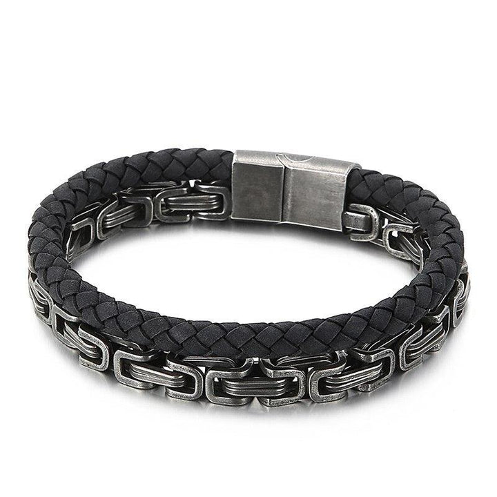 Kalen Trend Combination Chain Leather Stainless Steel Link  Bracelets On Hand jewelry for Men 2021.