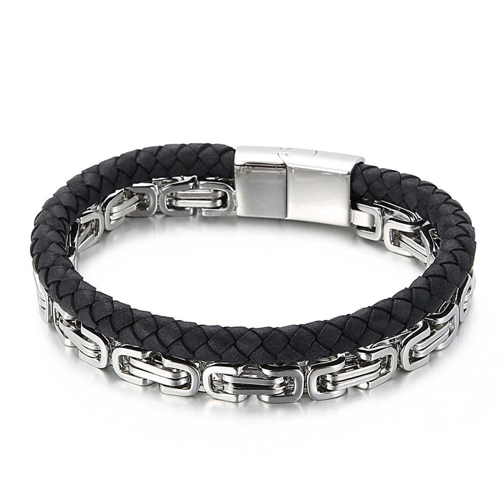 Kalen Trend Combination Chain Leather Stainless Steel Link  Bracelets On Hand jewelry for Men 2021.