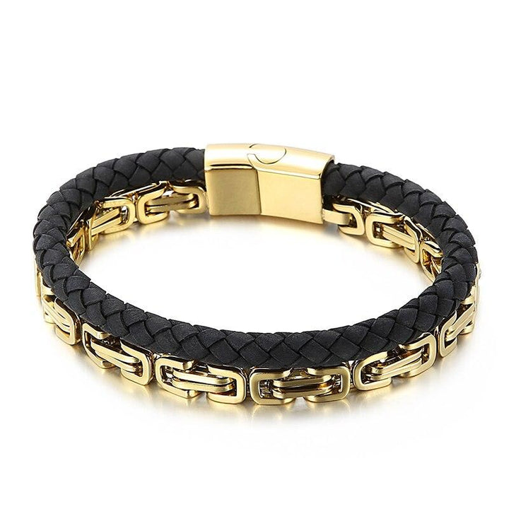 Kalen Trend Combination Chain Leather Stainless Steel Link  Bracelets On Hand jewelry for Men 2021.