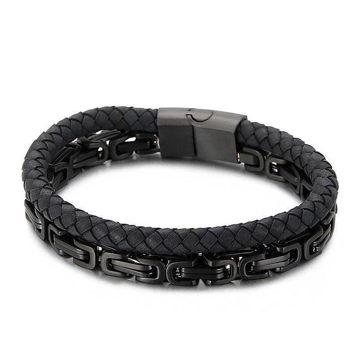 Kalen Trend Combination Chain Leather Stainless Steel Link  Bracelets On Hand jewelry for Men 2021.