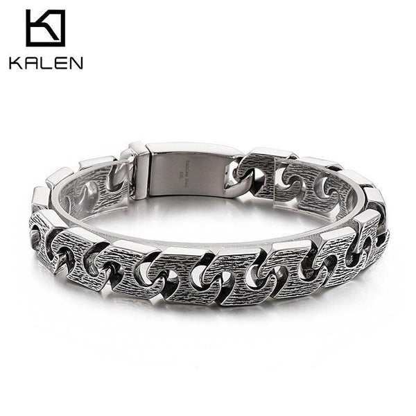 Kalen 13mm Vintage Chain Men&amp;#39;s 316L Stainless Steel Bracelet Punk Style Accessories Party Gift Jewelry.