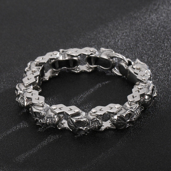 Kalen Vintage Skull Accessory Chain Punk Stainless Steel Men's Bracelet Gothic Jewelry Gift.