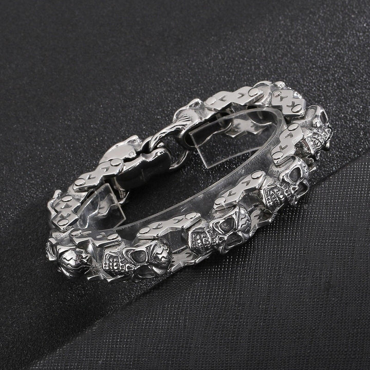 Kalen Vintage Skull Accessory Chain Punk Stainless Steel Men's Bracelet Gothic Jewelry Gift.