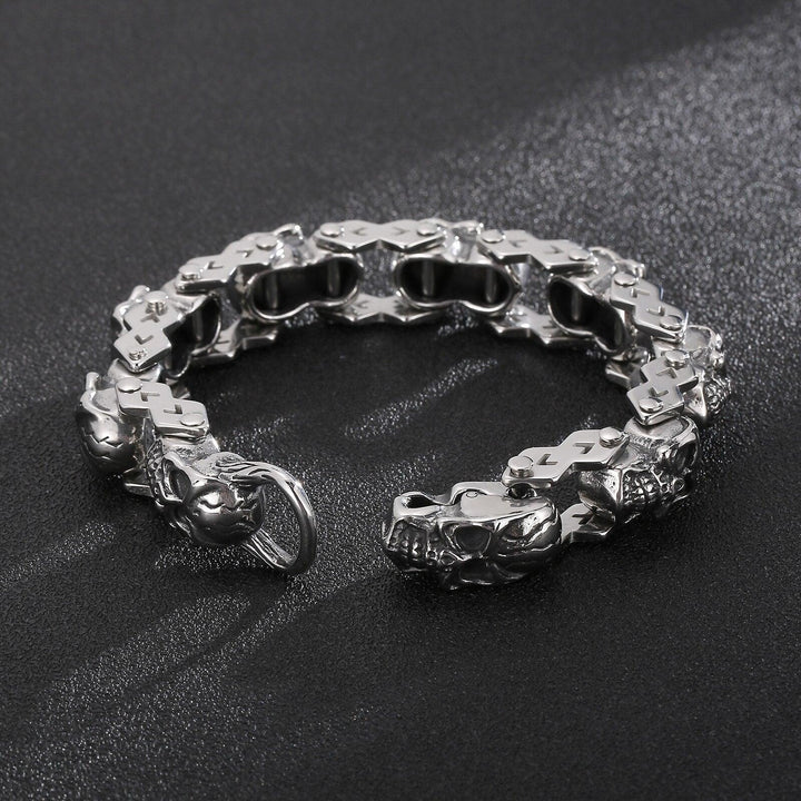 Kalen Vintage Skull Accessory Chain Punk Stainless Steel Men's Bracelet Gothic Jewelry Gift.