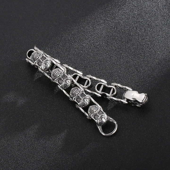 Kalen Vintage Skull Accessory Chain Punk Stainless Steel Men's Bracelet Gothic Jewelry Gift.