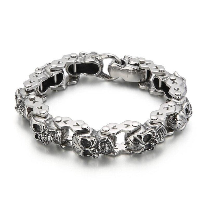 Kalen Vintage Skull Accessory Chain Punk Stainless Steel Men's Bracelet Gothic Jewelry Gift.