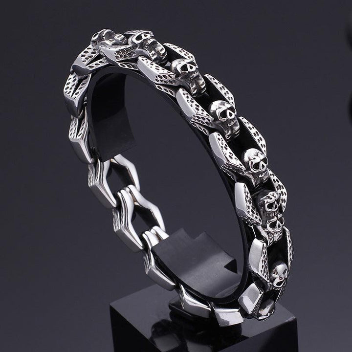 KALEN 14mm Chain Skull Charm Stainless Steel Bracelet for Men - kalen