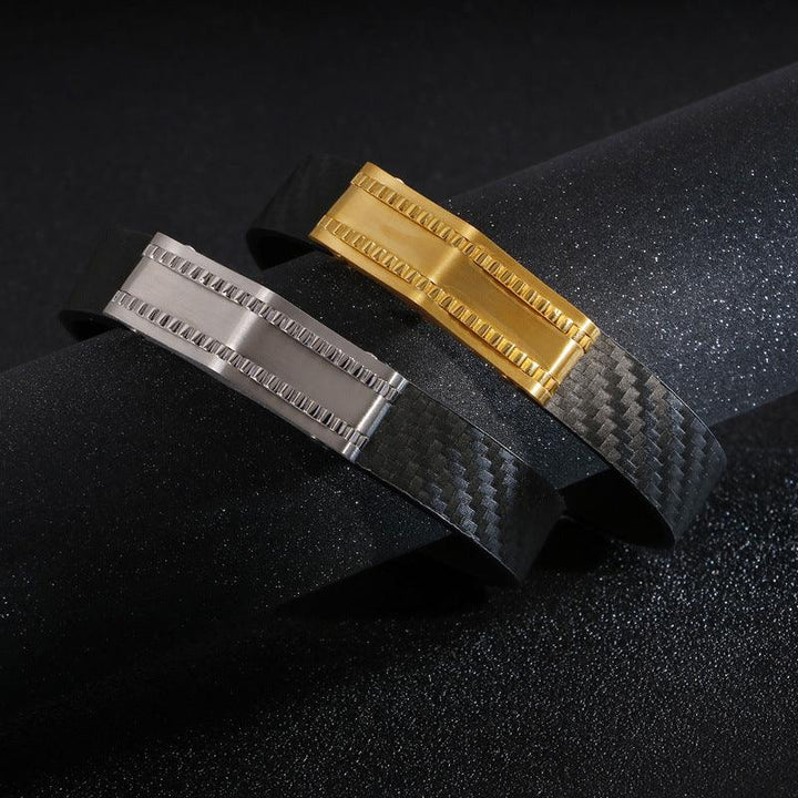 Kalen 14mm Leather Stainless Steel Blank Bracelet For Men - kalen