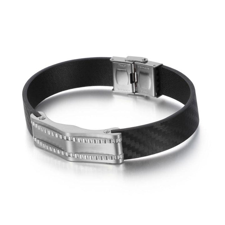 Kalen 14mm Leather Stainless Steel Blank Bracelet For Men - kalen