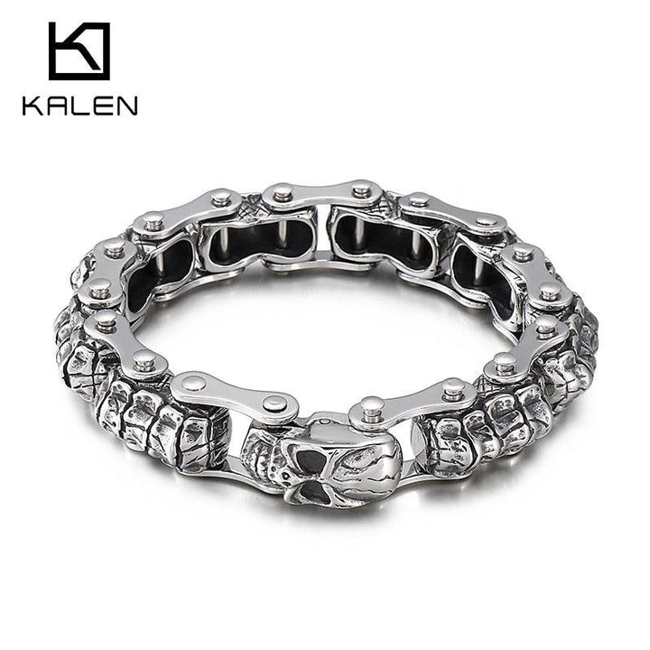 Kalen Punk Skull Skeleton Link Chain Gothic Men's Stainless Steel Bangles Vintage Jewelry Gifts.