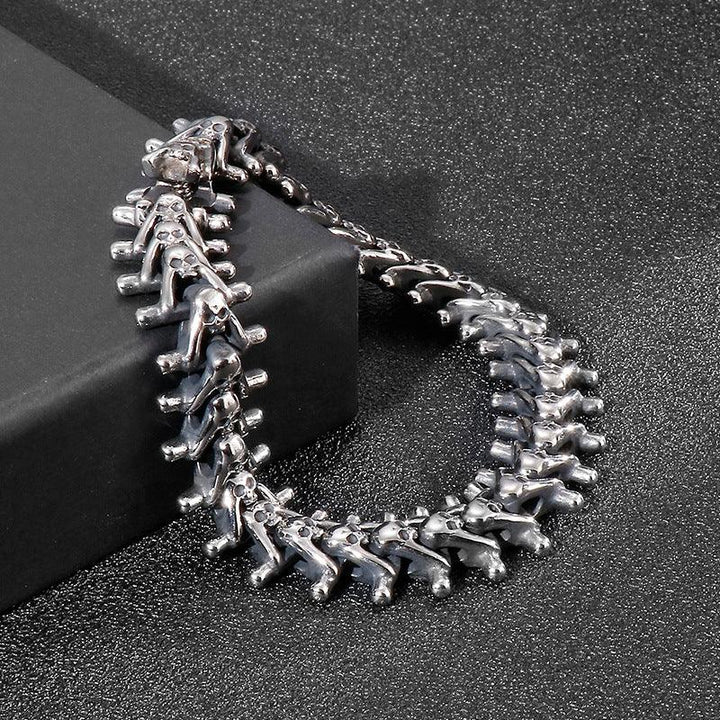 KALEN 15mm Arrow Chain Skull Charm Stainless Steel Bracelet for Men - kalen