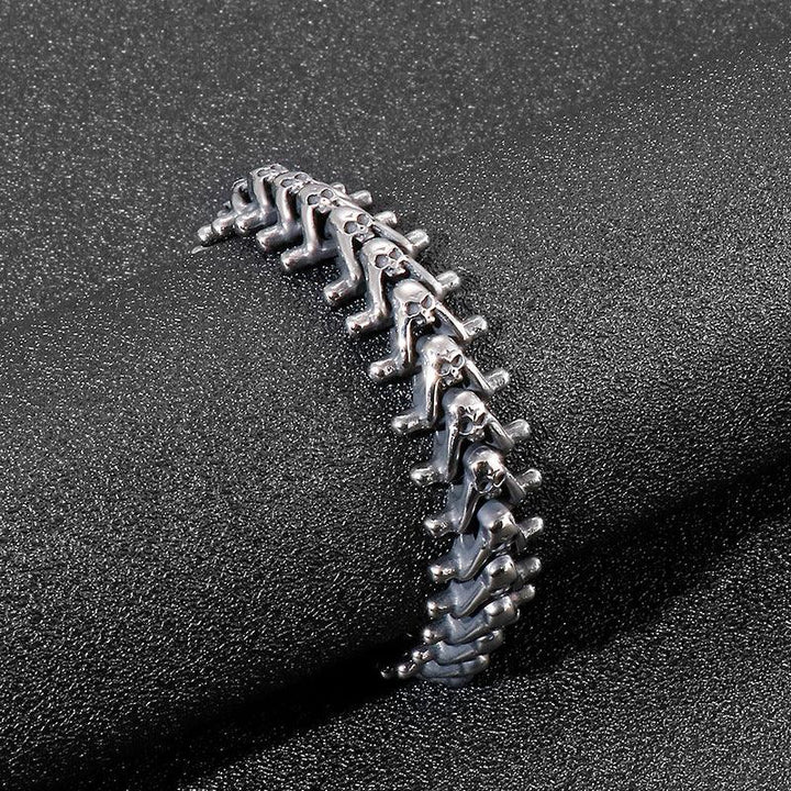 KALEN 15mm Arrow Chain Skull Charm Stainless Steel Bracelet for Men - kalen