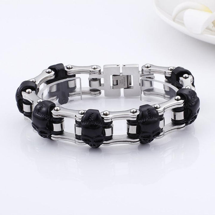 Kalen 15mm Bicycle Chain Skull Charm Bracelet for Men - kalen