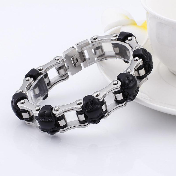 Kalen 15mm Bicycle Chain Skull Charm Bracelet for Men - kalen