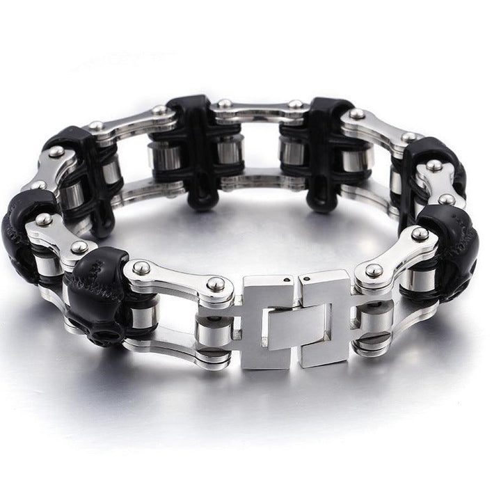 Kalen 15mm Bicycle Chain Skull Charm Bracelet for Men - kalen