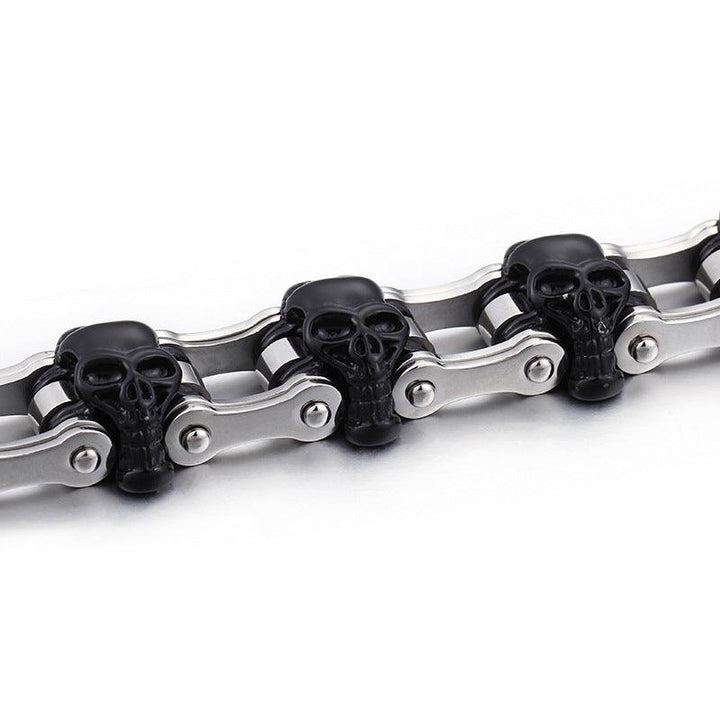 Kalen 15mm Bicycle Chain Skull Charm Bracelet for Men - kalen