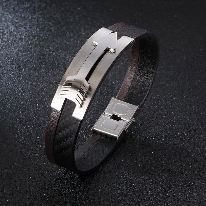 Kalen 15mm Leather Stainless Steel Arrow Blank Bracelet For Men - kalen