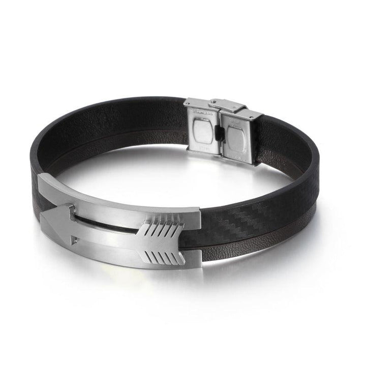 Kalen 15mm Leather Stainless Steel Arrow Blank Bracelet For Men - kalen