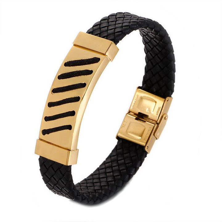 Kalen 15mm Leather Stainless Steel Bracelet For Men - kalen