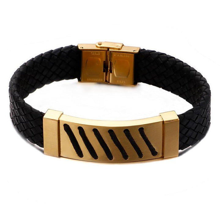 Kalen 15mm Leather Stainless Steel Bracelet For Men - kalen