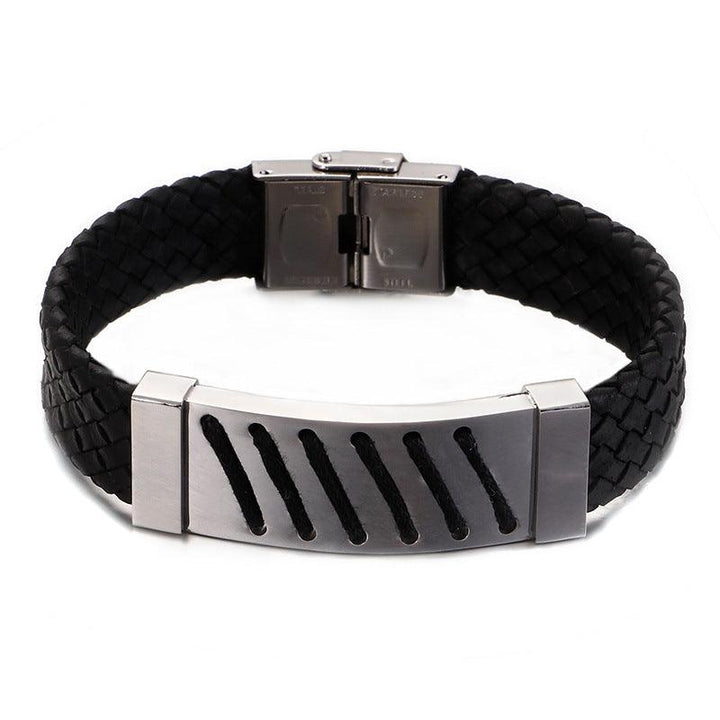 Kalen 15mm Leather Stainless Steel Bracelet For Men - kalen