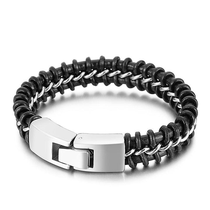 Kalen 15mm Leather Stainless Steel Bracelet For Men - kalen