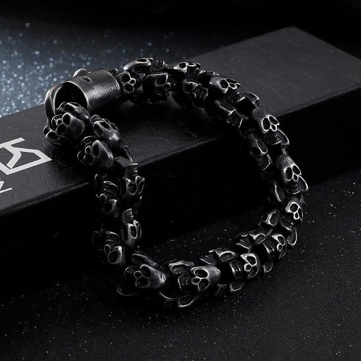 Kalen 15mm Punk Skull Chain Bracelets For Men - kalen