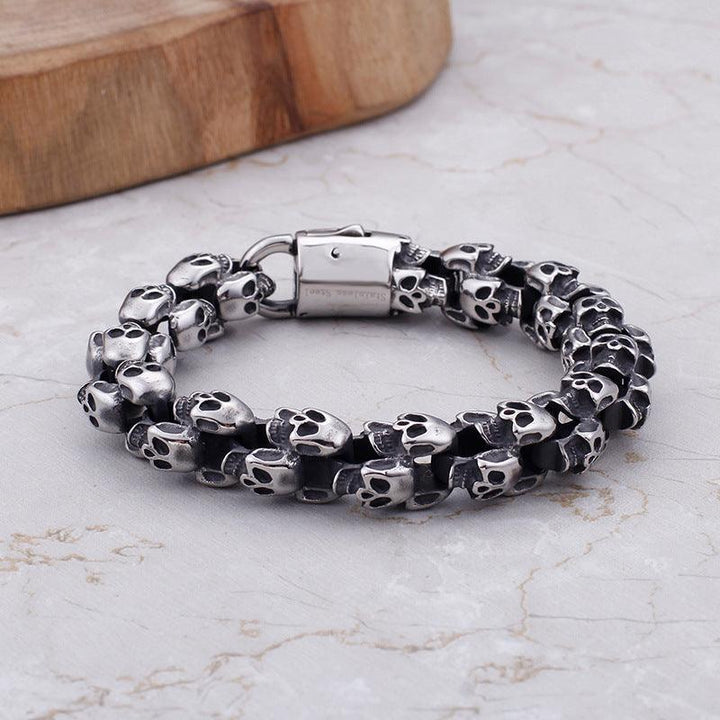 Kalen 15mm Punk Skull Chain Bracelets For Men - kalen