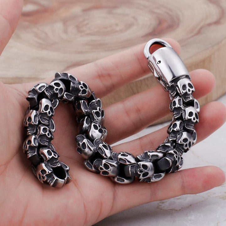 Kalen 15mm Punk Skull Chain Bracelets For Men - kalen