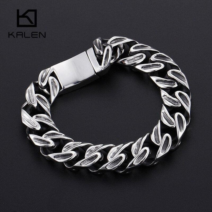 KALEN Punk Skull Charm Bracelets Men 21.5cm Stainless Steel Link Chain Wrap Bangle Gothic Biker Jewelry 2020.