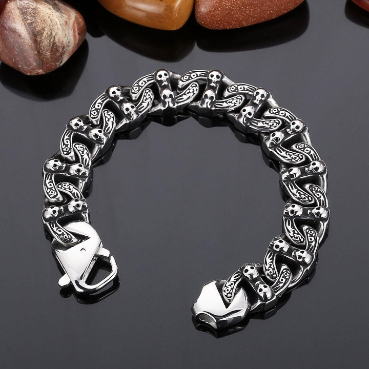 KALEN 15mm Skull Ghost Bracelet Mens Male Stainless Steel 316L Punk Biker Jewelry New In.