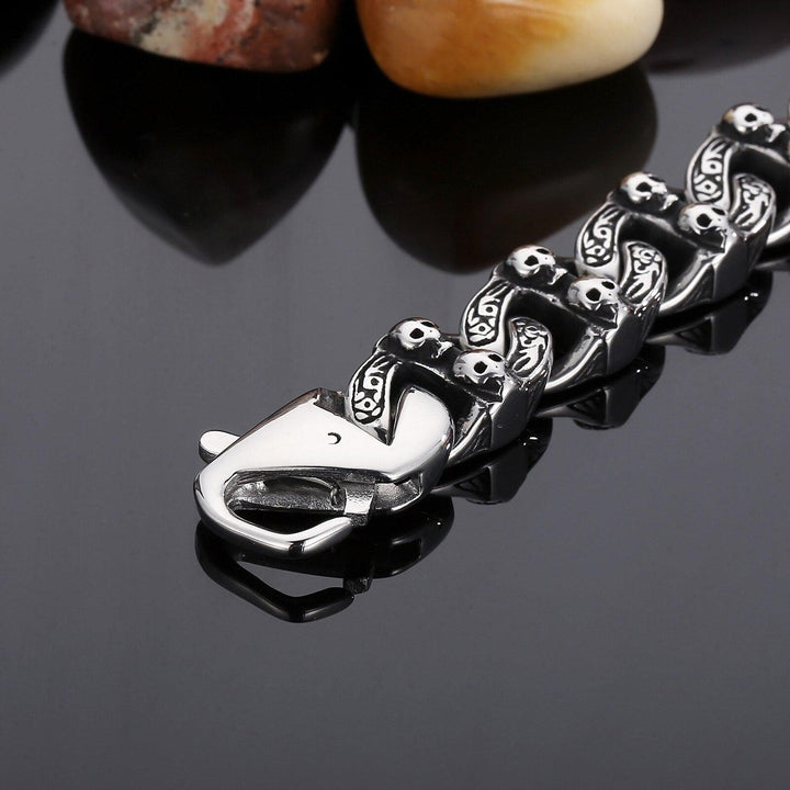 KALEN 15mm Skull Ghost Bracelet Mens Male Stainless Steel 316L Punk Biker Jewelry New In.