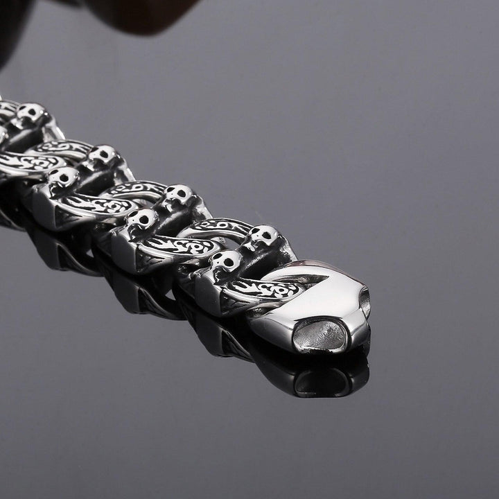 KALEN 15mm Skull Ghost Bracelet Mens Male Stainless Steel 316L Punk Biker Jewelry New In.