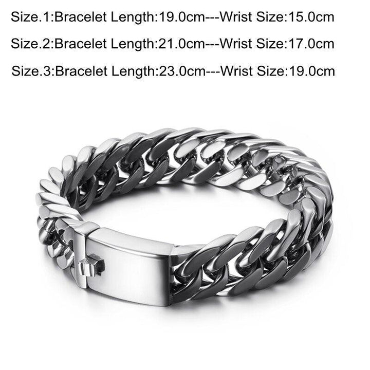 KALEN 15mm Width Stainless Steel Classic Link Chain Bracelet For Men Luxurious Bracelets Biker Hiphop Jewelry.