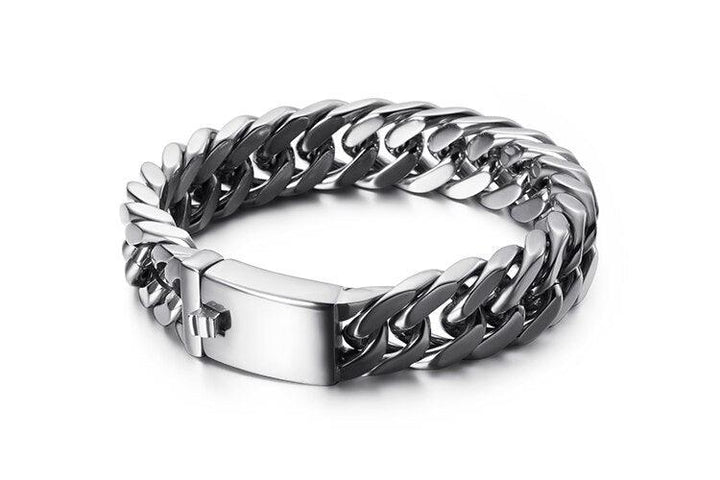 KALEN 15mm Width Stainless Steel Classic Link Chain Bracelet For Men Luxurious Bracelets Biker Hiphop Jewelry.