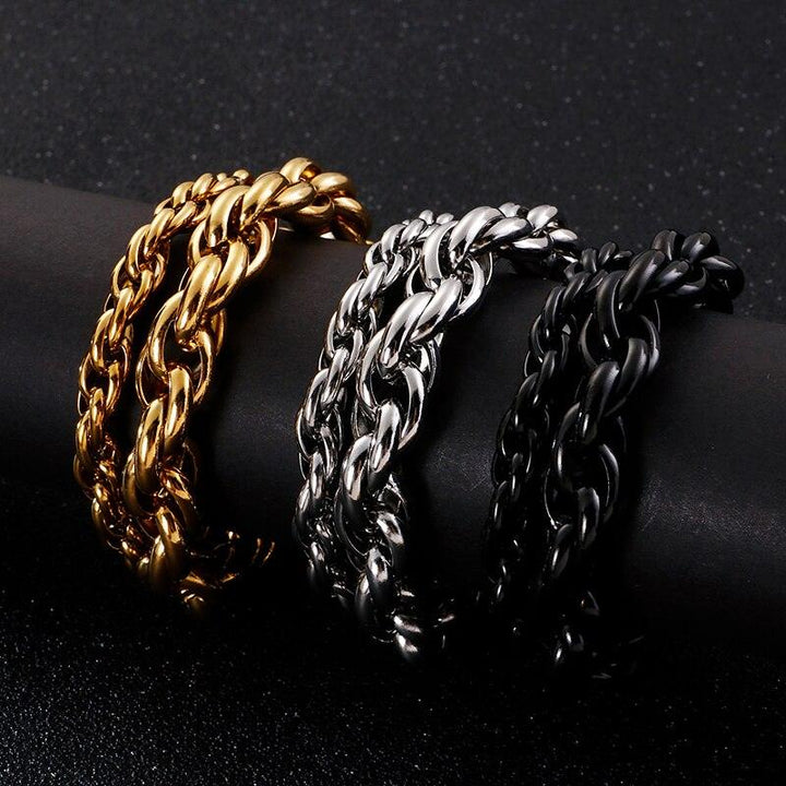 KALEN 16-25cm Link Chain Bracelet Men Stainless Steel 7mm 11mm Width Twisted Chain Armband Jewelry 2020.