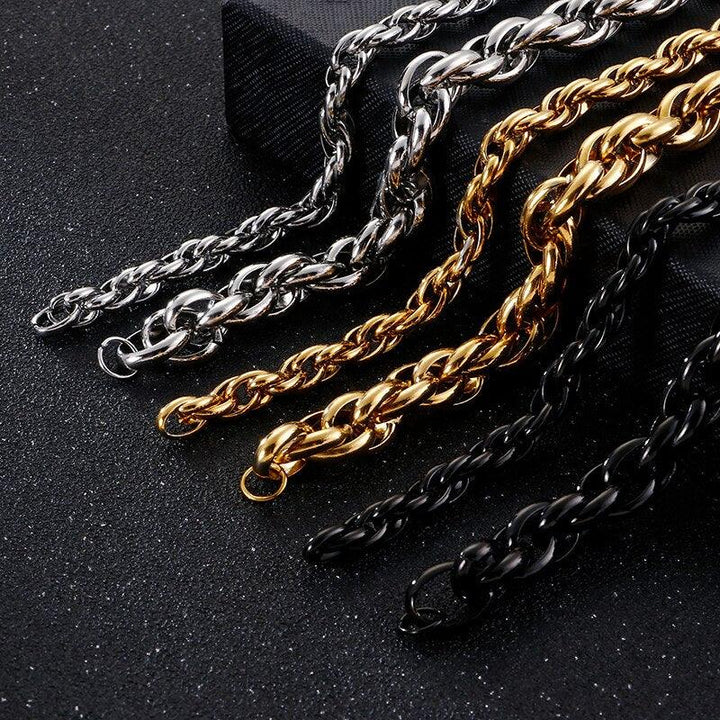 KALEN 16-25cm Link Chain Bracelet Men Stainless Steel 7mm 11mm Width Twisted Chain Armband Jewelry 2020.