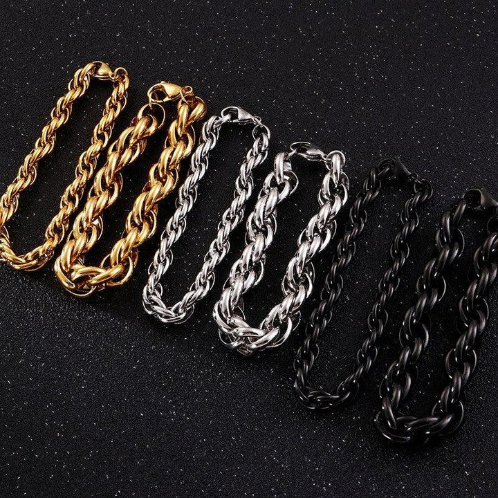 KALEN 16-25cm Link Chain Bracelet Men Stainless Steel 7mm 11mm Width Twisted Chain Armband Jewelry 2020.