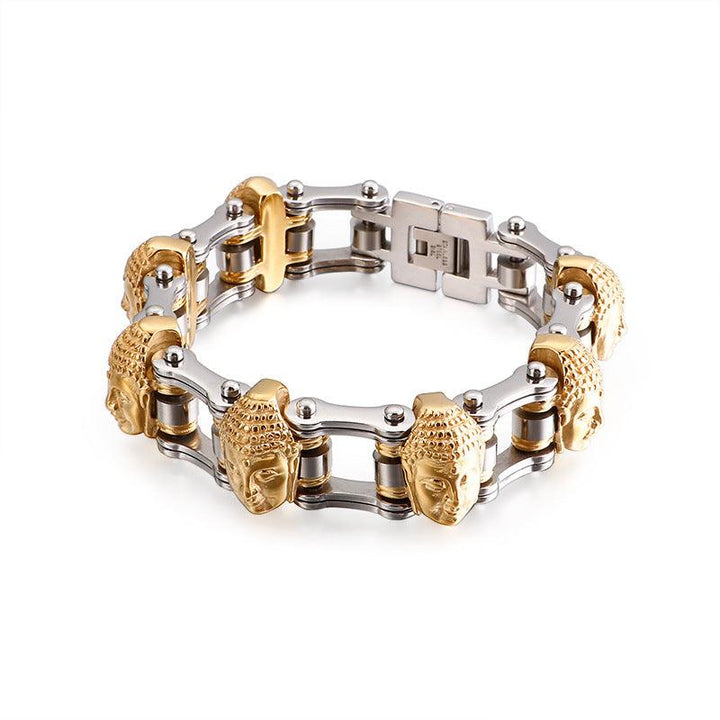 Kalen 16mm Bicycle Chain Buddha Charm Bracelet for Men - kalen