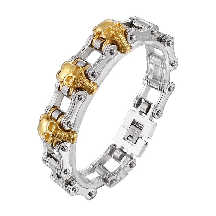 Kalen 16mm Bicycle Chain Skull Charm Bracelet for Men - kalen