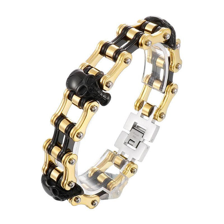 Kalen 16mm Bicycle Chain Skull Charm Bracelet for Men - kalen