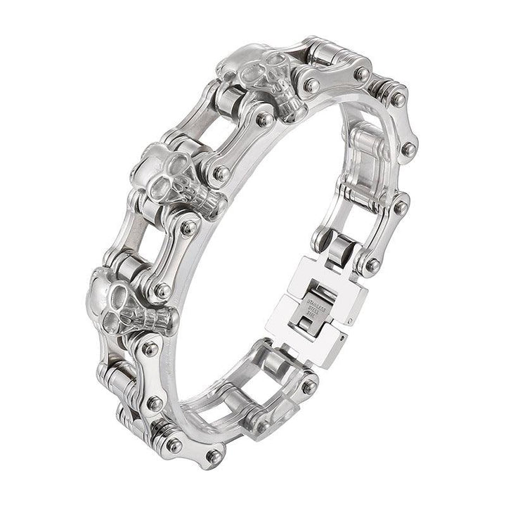 Kalen 16mm Bicycle Chain Skull Charm Bracelet for Men - kalen