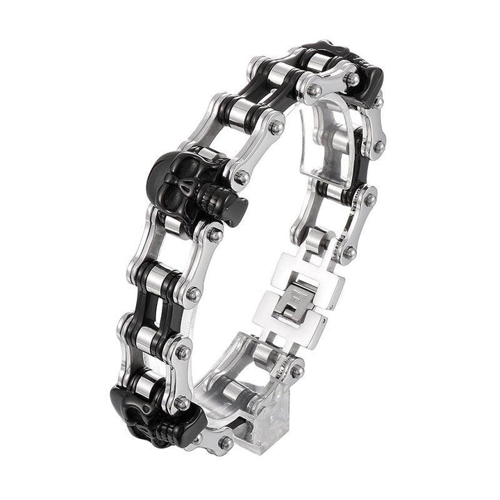 Kalen 16mm Bicycle Chain Skull Charm Bracelet for Men - kalen