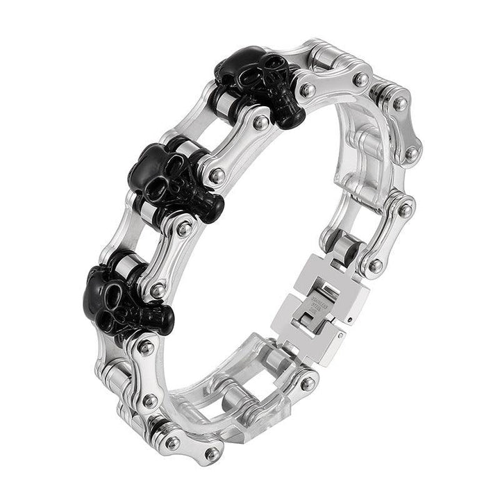 Kalen 16mm Bicycle Chain Skull Charm Bracelet for Men - kalen