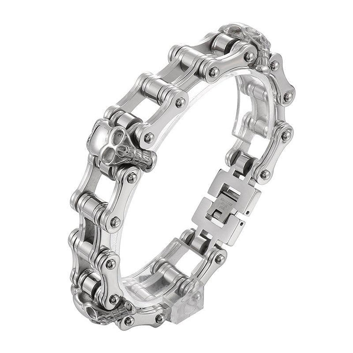 Kalen 16mm Bicycle Chain Skull Charm Bracelet for Men - kalen